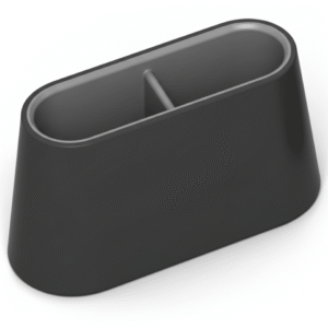 Maples Carbon Black Leather Double Compartment Tea Box - Image 1