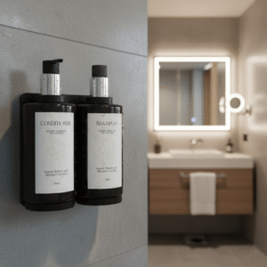Maples Wall-Mounted Double Dispenser Set – 300ml & 500ml Refillable Options with Lock Key, Bracket & Customizable Labels – Perfect for Hotels & Bathrooms - Image 3