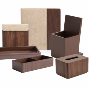 Maples Hotel Leather Accessories - Walnut Series - Wooden & Earthy Toned - Image 1