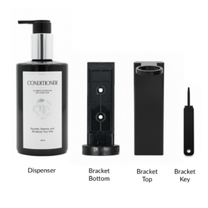 Maples Wall-Mounted Triple Dispenser Set – 300ml & 500ml Refillable Dispensers with Lock Key, Bracket & Customizable Labels – Ideal for Hotels, Spas & Bathrooms - Image 5