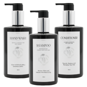 Maples Wall-Mounted Triple Dispenser Set – 300ml & 500ml Refillable Dispensers with Lock Key, Bracket & Customizable Labels – Ideal for Hotels, Spas & Bathrooms - Image 3