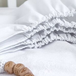 Maples Baby Fitted Bed Sheet – 300 Thread Count Cotton, Plain White, Snug Fit for Cribs and Cots, Multiple Sizes for Cozy Comfort - Image 4