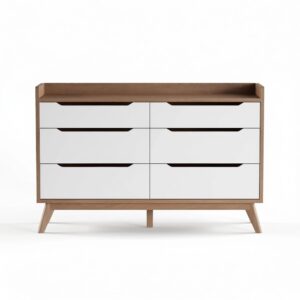Maples Modern Mid Century 6-Drawer Chest – Elegant Storage Cabinet (Black, Grey & Walnut) - Image 4