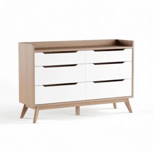 Maples Modern Mid Century 6-Drawer Chest – Elegant Storage Cabinet (Black, Grey & Walnut) - Image 5
