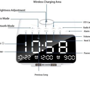 Maples Digital Alarm Clock with Bluetooth, FM Radio & Fast Wireless Charging – Dual Alarm, Hands-Free Call, USB Ports, Auto Sleep Timer - Image 7