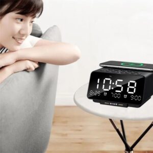 Maples Digital Alarm Clock with Bluetooth, FM Radio & Fast Wireless Charging – Dual Alarm, Hands-Free Call, USB Ports, Auto Sleep Timer - Image 9