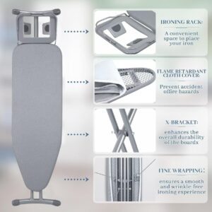 Maples Ironing Board – Steel Frame, Adjustable Height, Anti-Slip & Heat-Resistant Cotton Cover, 130 x 34 cm, Grey - Image 3