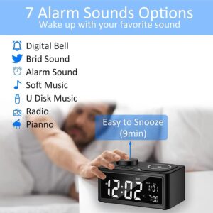 Maples Digital Alarm Clock with Bluetooth, FM Radio & Wireless Charging – Dual Alarm, USB & Type-C Ports, Auto Sleep Timer - Image 4