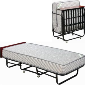 Maples Folding Extra Bed with Wooden Headboard & 20cm Spring Mattress – Space-Saving, Durable Design - Image 1
