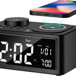 Maples Digital Alarm Clock with Bluetooth, FM Radio & Wireless Charging – Dual Alarm, USB & Type-C Ports, Auto Sleep Timer - Image 1