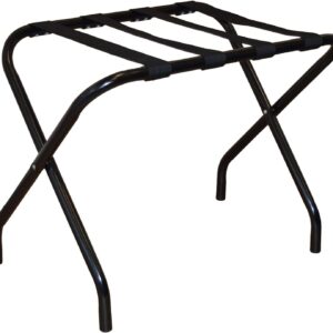 Maples Stainless Steel Luggage Rack with Black Nylon Straps – Foldable Design, Heavy-Duty, Floor Protection Caps - Image 1