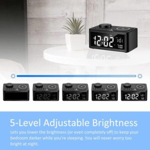 Maples Digital Alarm Clock with Bluetooth, FM Radio & Wireless Charging – Dual Alarm, USB & Type-C Ports, Auto Sleep Timer - Image 3
