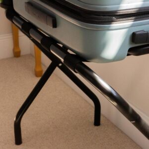 Maples Stainless Steel Luggage Rack with Black Nylon Straps – Foldable Design, Heavy-Duty, Floor Protection Caps - Image 2