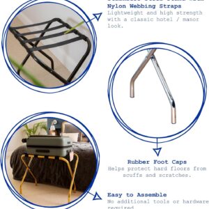 Maples Stainless Steel Luggage Rack with Black Nylon Straps – Foldable Design, Heavy-Duty, Floor Protection Caps - Image 4