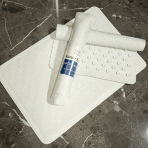 Maples Anti Slip Bath Rubber Mat : White, High-quality, Water-Resistant with Strong Suction Cups for Secure Grip and Safety
