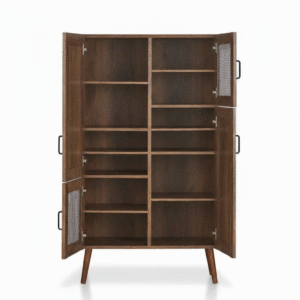Maples 4-Door Shoe Cabinet – Air-Vented Storage with Weathered Finish (Black, Dark Brown & Walnut) - Image 3