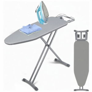 Maples Ironing Board – Steel Frame, Adjustable Height, Anti-Slip & Heat-Resistant Cotton Cover, 130 x 34 cm, Grey - Image 1