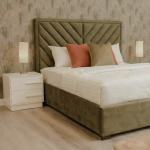 Maples 5-Piece Modern Bedroom Set for Hotels & Homes – Triangle-Stitched Bed, 2 Bedsides, Dresser & 4-Door Wardrobe (Customizable) - Image 3