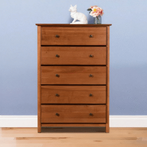 Maples 5-Drawer Chest of Drawers – Modern Mid-Century Storage Unit with Walnut Finish (Light Brown, Dark Brown & Black) - Image 4
