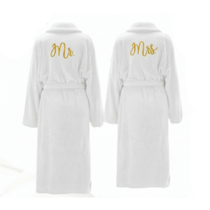 Maples Terry Bathrobe Couple Set with Golden Embroidered “Mr & Mrs” – 100% Cotton, 350 GSM, Soft and Luxurious, Customizable with Names or Designs - Image 3
