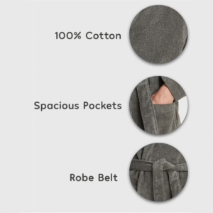 Maples Terry Hooded Bathrobe – 100% Cotton, 400 GSM, Soft, Absorbent, and Quick-Drying Comfort, Available in Multiple Colors - Image 7