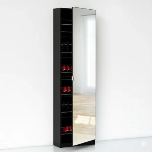 Maples Shoe Cabinet – Full-Length Mirrored Door with Internal Racks & Ventilated Back Panel (Black, Oak & White) - Image 2