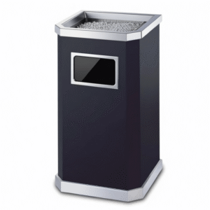 Lobby Ashtray Bin – Black Painted Finish | 310 × 260 × 655 mm - Image 1