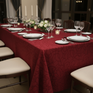 Maples 100% Cotton, Damask Material, Marble Design Table Cloth – Available in Multiple Colors & Sizes - Image 19