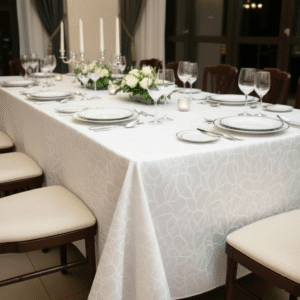 Maples 100% Cotton, Damask Material, Marble Design Table Cloth – Available in Multiple Colors & Sizes - Image 1